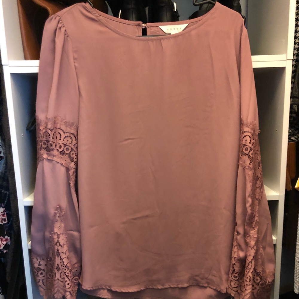 Pink blouse w/ lace accents